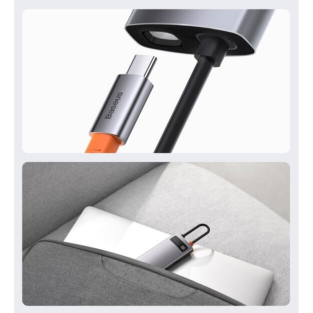 Baseus Metal Gleam 6-in-1 USB-C - USB-C PD 100W HUB 1x HDMI 4K 30Hz 3x USB-A 3.2 1x RJ45 - gray 17