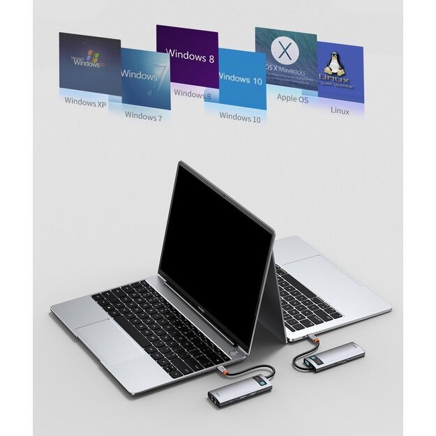Baseus Metal Gleam 6-in-1 USB-C - USB-C PD 100W HUB 1x HDMI 4K 30Hz 3x USB-A 3.2 1x RJ45 - gray 18