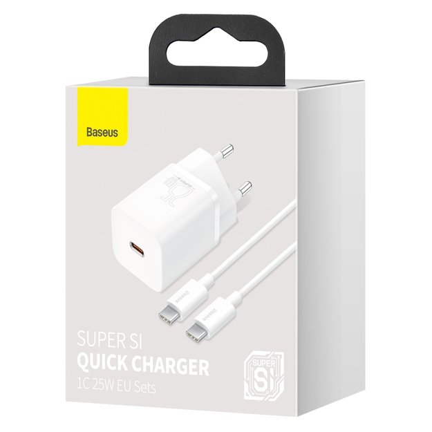 Baseus Si USB-C 25W 3A fast charger with USB-C / USB-C 1m cable - white 4