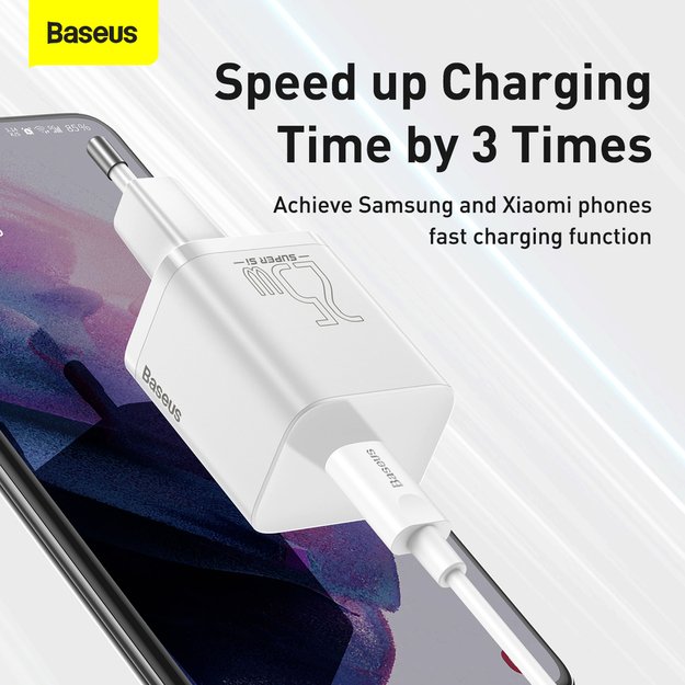 Baseus Si USB-C 25W 3A fast charger with USB-C / USB-C 1m cable - white 14