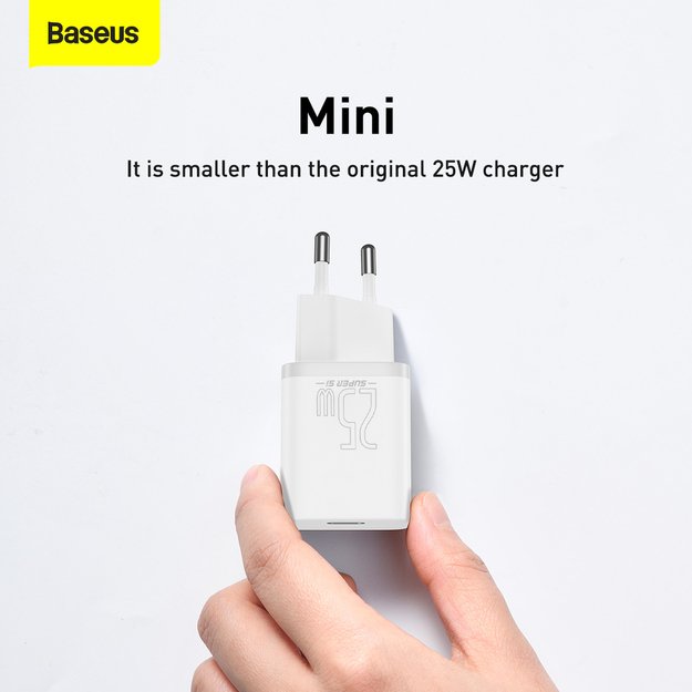 Baseus Si USB-C 25W 3A fast charger with USB-C / USB-C 1m cable - white 13