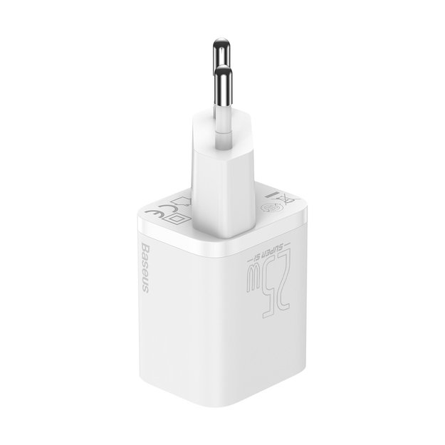 Baseus Si USB-C 25W 3A fast charger with USB-C / USB-C 1m cable - white 1