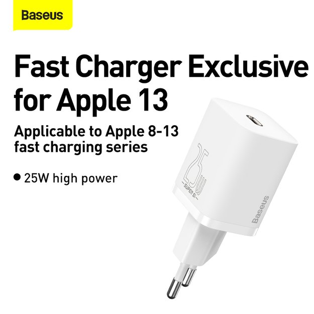 Baseus Si USB-C 25W 3A fast charger with USB-C / USB-C 1m cable - white 11