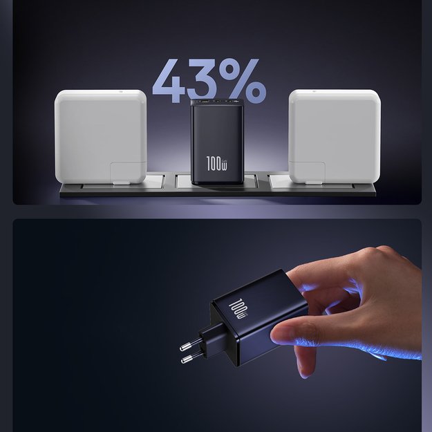 Baseus EnerFill FE11 100W Wall Charger 2 x USB-C + USB-A - Black 6
