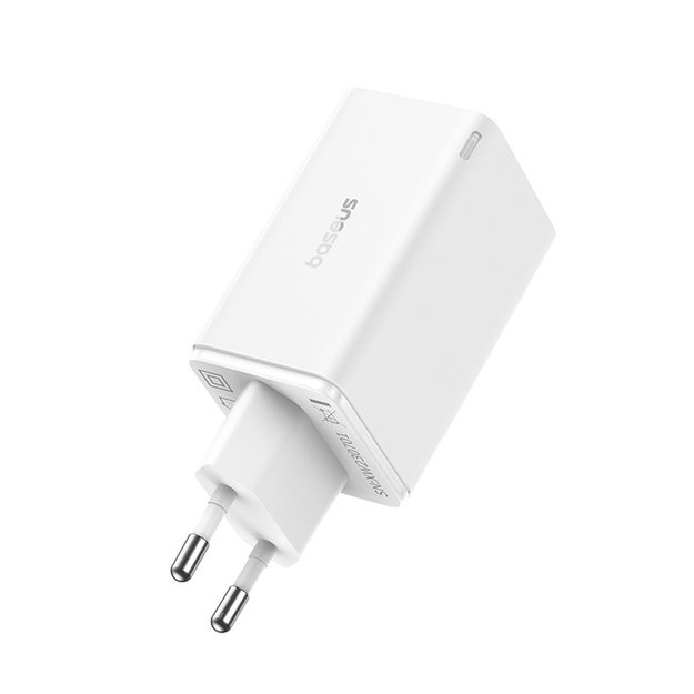 Baseus GaN6 Pro Charger 65W 2 x USB-C 2 x USB-A with Black USB-C Cable 100W 1m - White 2