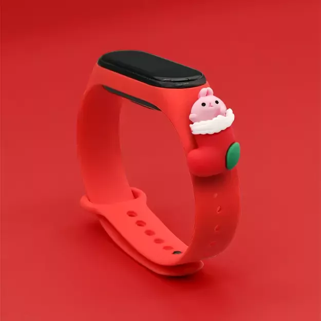 Strap Xmas for Xiaomi Mi Band 3 / 4 Christmas Silicone Strap Bracelet with Sock - Red 1