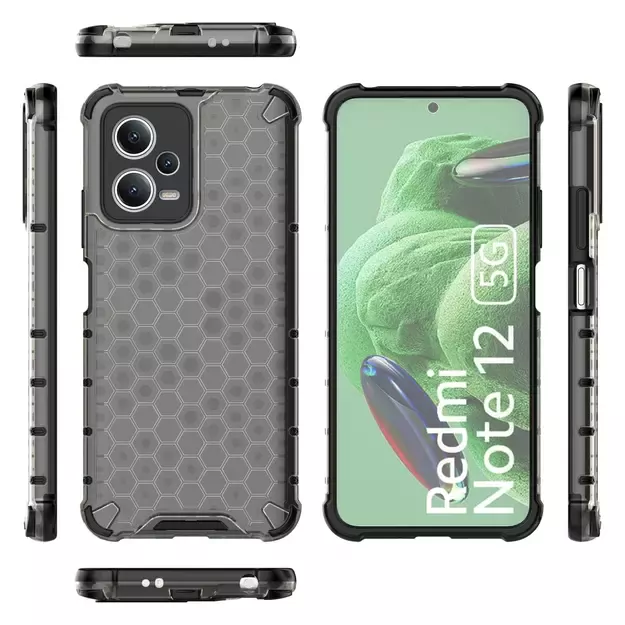 Honeycomb case for Xiaomi Redmi Note 12 5G / Poco X5 5G armored hybrid cover black 5