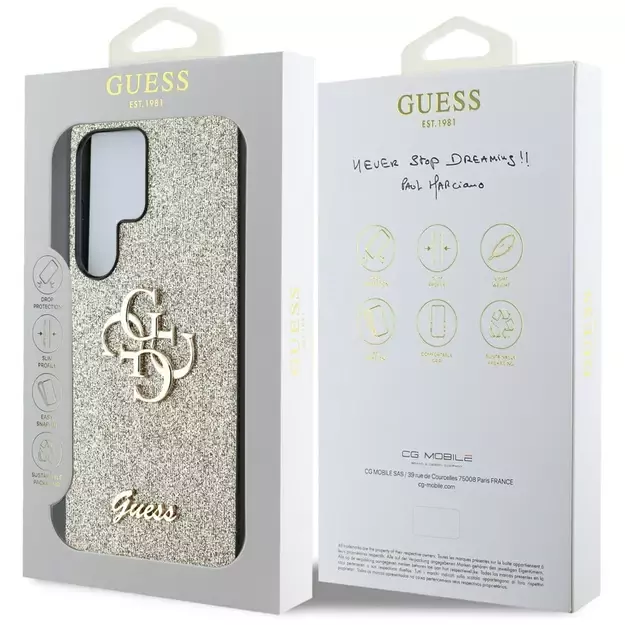 Guess Fixed Glitter Big 4G Metal Logo case for Samsung Galaxy S25 Ultra gold 7