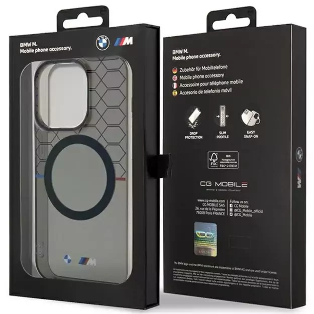 Case BMW BMHMP14LHGPK iPhone 14 Pro 6.1&quot  Grey/Grey Pattern MagSafe 7