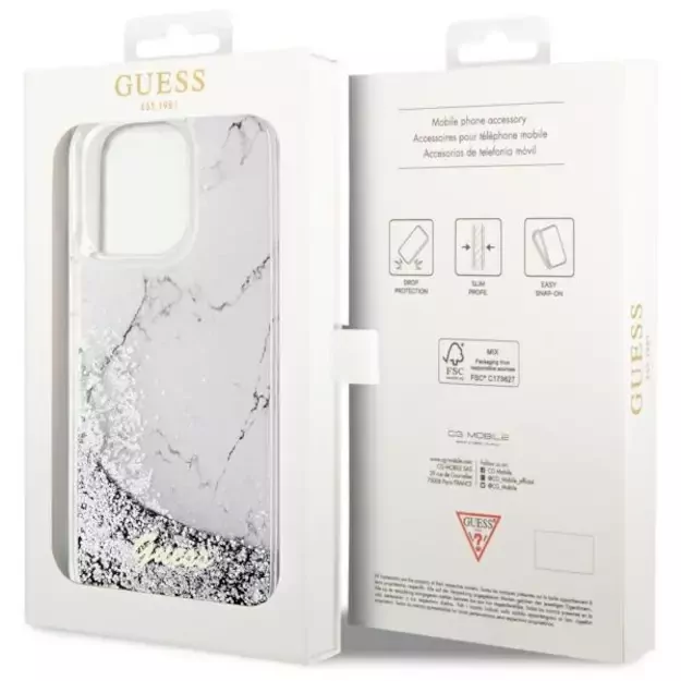 Guess GUHCP14XLCSGSGH iPhone 14 Pro Max 6.7  white/white hardcase Liquid Glitter Marble 7