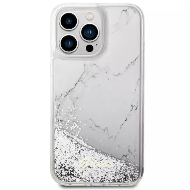 Guess GUHCP14XLCSGSGH iPhone 14 Pro Max 6.7  white/white hardcase Liquid Glitter Marble 2