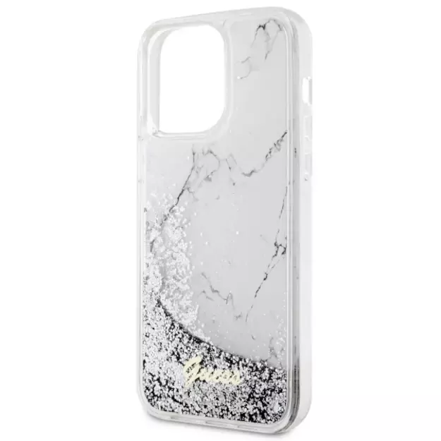 Guess GUHCP14XLCSGSGH iPhone 14 Pro Max 6.7  white/white hardcase Liquid Glitter Marble 5