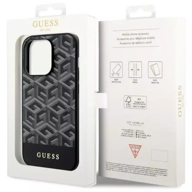 Guess GUHMP14LHGCFSEK iPhone 14 Pro 6.1&quot  black/black hardcase GCube Stripes MagSafe 7