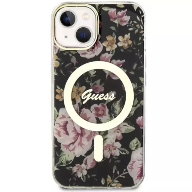 Guess GUHMP14MHCFWSK iPhone 14 Plus 6.7  black/black hardcase Flower MagSafe 2