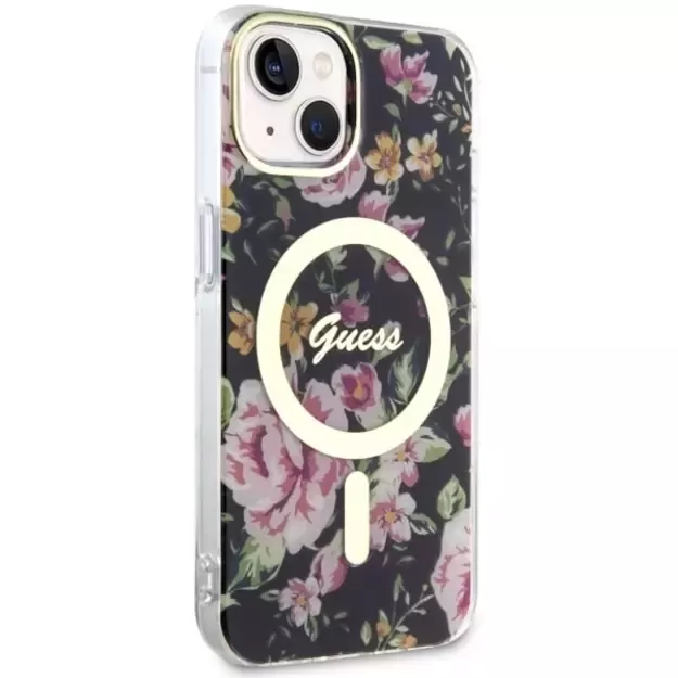 Guess GUHMP14MHCFWSK iPhone 14 Plus 6.7  black/black hardcase Flower MagSafe 3