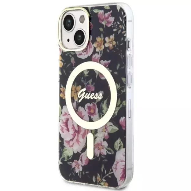 Guess GUHMP14MHCFWSK iPhone 14 Plus 6.7  black/black hardcase Flower MagSafe 1