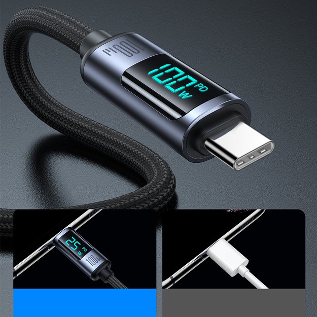 Joyroom Prism Series A16 USB-C / USB-C 100W 1.2m Cable with LED Display - Black 4