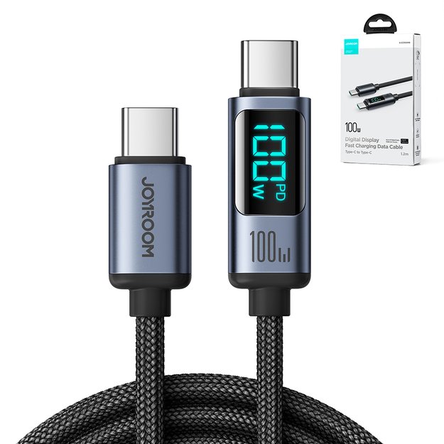 Joyroom Prism Series A16 USB-C / USB-C 100W 1.2m Cable with LED Display - Black 13