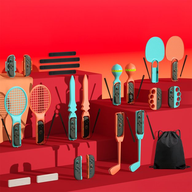 Nintendo Switch 23-in-1 Family Accessory Pack 2 - Orange and Blue Set 3