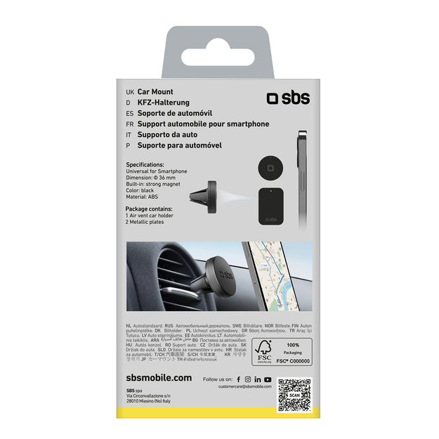 SBS TESUPPUNIVAIRMAG smartphone holder magnetic, for air vent - black 1