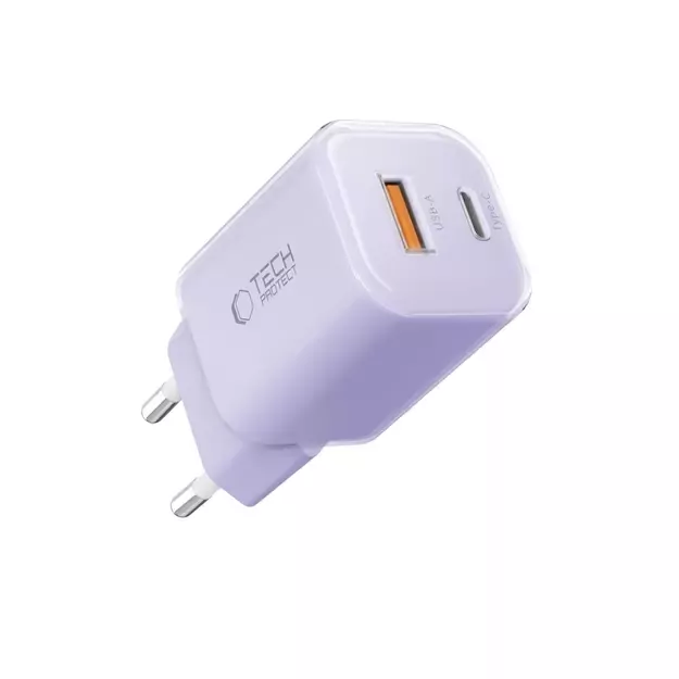 Tech-Protect NCM33 PD 33W QC3.0 USB-C / USB-C Wall Charger - Purple 1