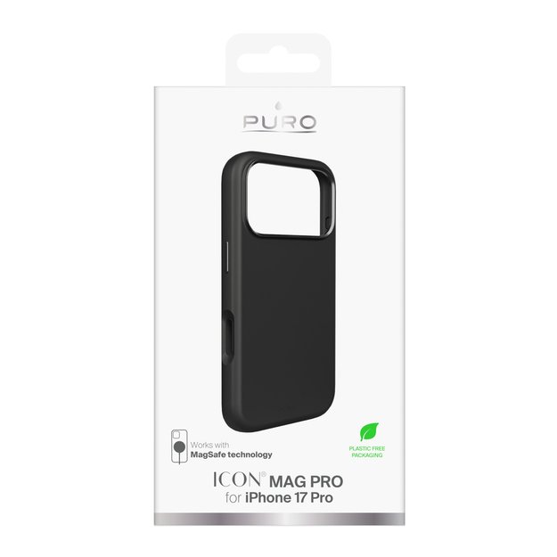 Pure Icon Mag Pro Liquid Silicone Case for iPhone 17 Pro, MagSafe Compatible, with Camera Protection and Aluminum Buttons - Black 1