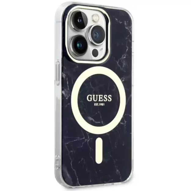 Guess GUHMP14XPCUMAK iPhone 14 Pro Max 6.7&quot  black/black hardcase Marble MagSafe 3