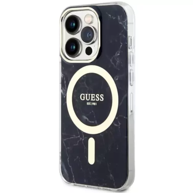 Guess GUHMP14XPCUMAK iPhone 14 Pro Max 6.7&quot  black/black hardcase Marble MagSafe 1