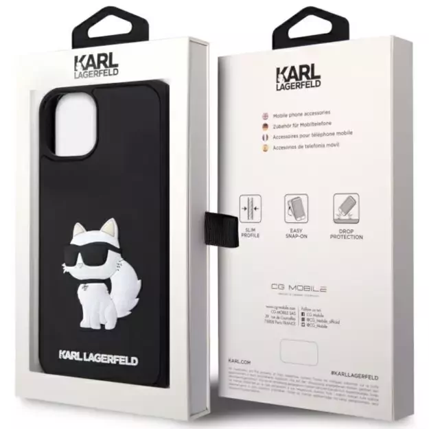 Karl Lagerfeld KLHCP14S3DRKHNK iPhone 14 6.1&quot  black/black hardcase Rubber Choupette 3D 7