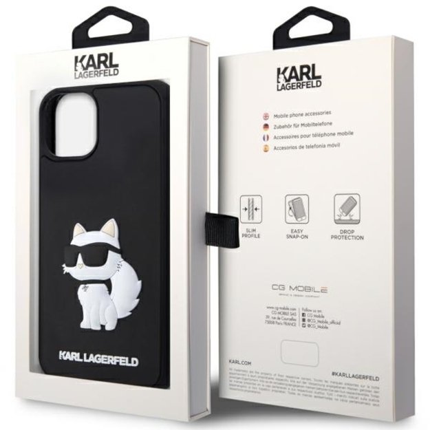 Karl Lagerfeld KLHCP14S3DRKHNK iPhone 14 6.1&quot  black/black hardcase Rubber Choupette 3D 14
