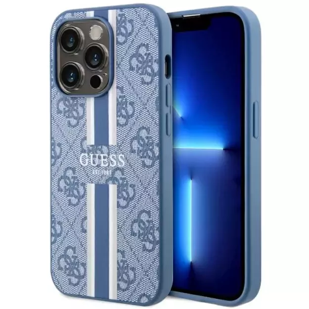 Guess GUHMP14LP4RPSB iPhone 14 Pro 6.1&quot  blue/blue hardcase 4G Printed Stripes MagSafe