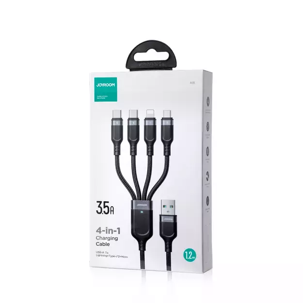 Joyroom Multi-Use Series S-A18 4in1 USB-A - USB-C / USB-C / Lightning / micro USB cable 1.2m - black 14