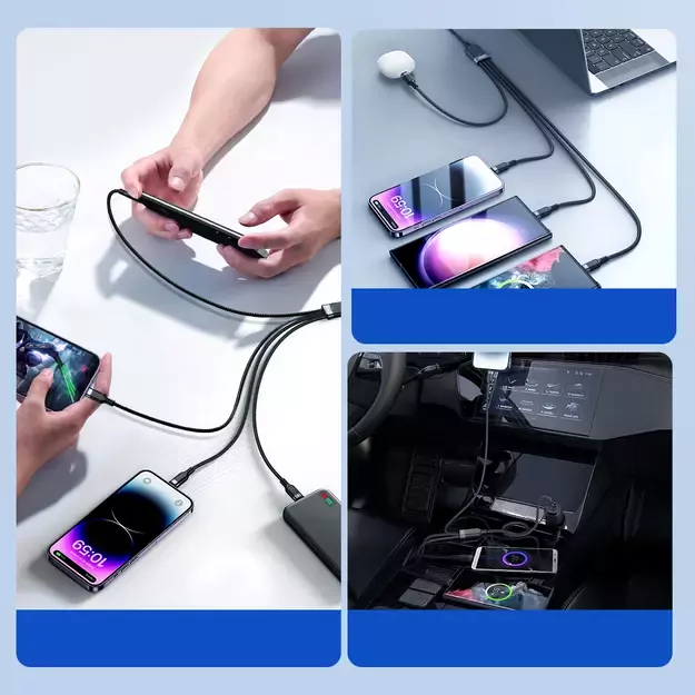 Joyroom Multi-Use Series S-A18 4in1 USB-A - USB-C / USB-C / Lightning / micro USB cable 1.2m - black 20