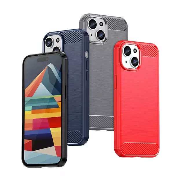 Flexible Carbon Case with a carbon pattern for iPhone 15 - blue 6