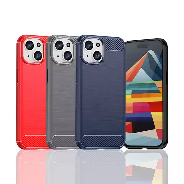 Flexible Carbon Case with a carbon pattern for iPhone 15 - blue 5