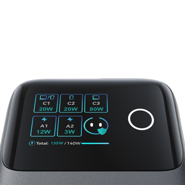 Joyroom Podix JR-TRD01 GaN 140W Desktop Charger with 5 Ports and Dual Retractable Cables - Gray 3