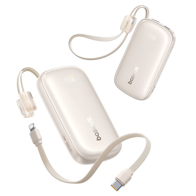 Baseus EnerFill FC21 Qpow 3 Ultra 10000mAh 22.5W Powerbank with attached cable lanyard - beige 1