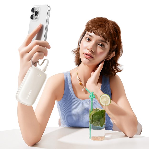 Baseus EnerFill FC21 Qpow 3 Ultra 10000mAh 22.5W Powerbank with attached cable lanyard - beige 4