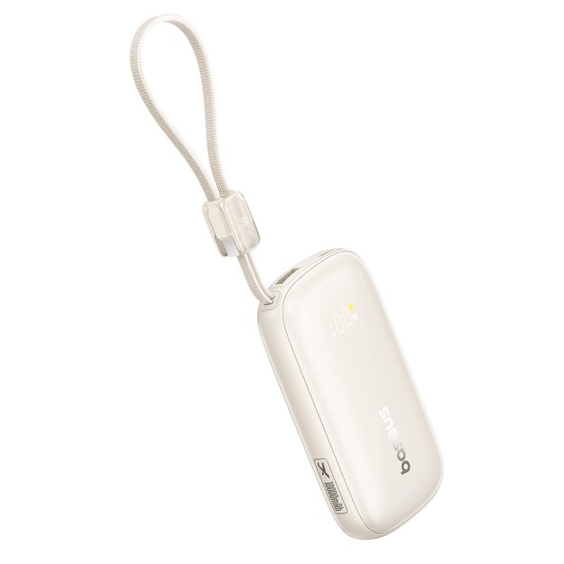 Baseus EnerFill FC21 Qpow 3 Ultra 10000mAh 22.5W Powerbank with attached cable lanyard - beige 2
