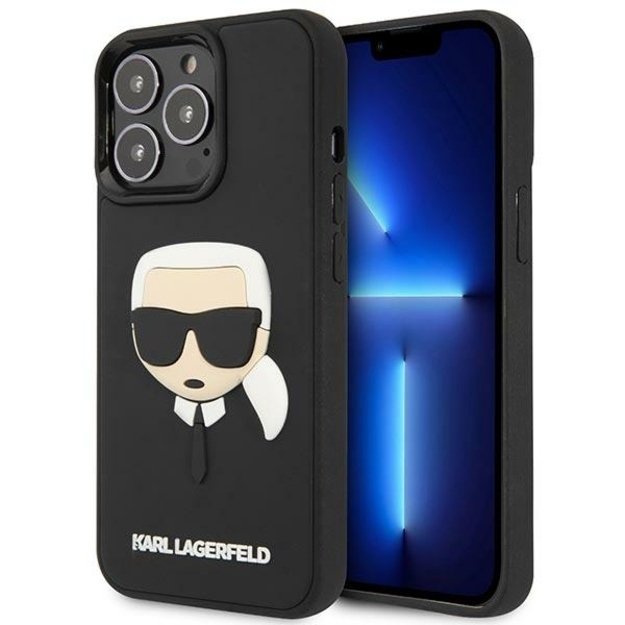 Karl Lagerfeld KLHCP14LKH3DBK iPhone 14 Pro 6.1 &quot black / black hardcase 3D Rubber Karl`s Head