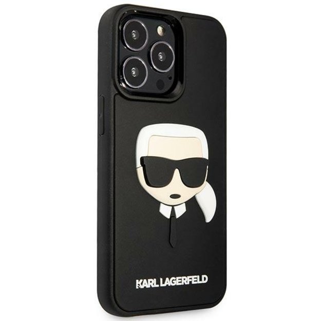 Karl Lagerfeld KLHCP14LKH3DBK iPhone 14 Pro 6.1 &quot black / black hardcase 3D Rubber Karl`s Head 3