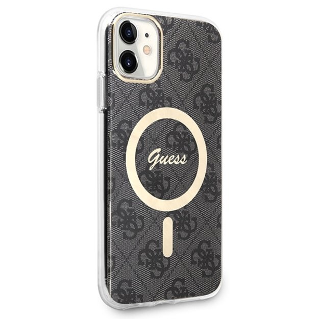 Set Guess GUBPN61H4EACSK Case+Charger iPhone 11 6.1  black/black hard case 4G Print MagSafe 3