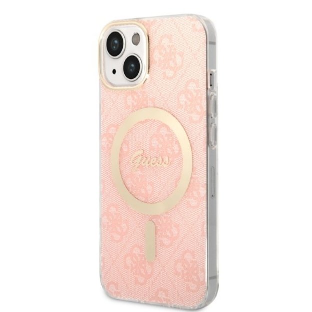 Set Guess GUBPP14SH4EACSP Case+ Charger iPhone 14 6.1  pink/pink hard case 4G Print MagSafe 1
