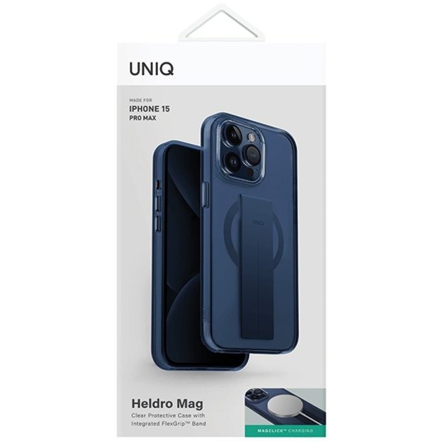 Uniq Heldro Mag Magclick Charging case for iPhone 15 Pro Max - blue 1