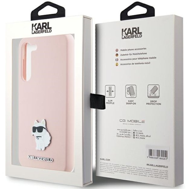 Karl Lagerfeld Silicone Choupette Metal Pin case for Samsung Galaxy S23 - pink 7