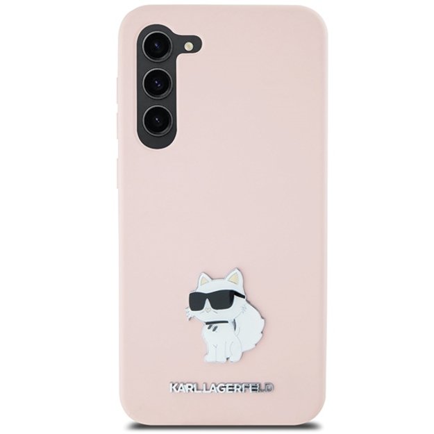 Karl Lagerfeld Silicone Choupette Metal Pin case for Samsung Galaxy S23 - pink 2