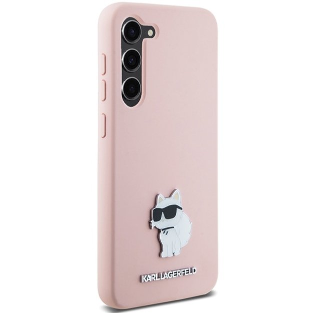 Karl Lagerfeld Silicone Choupette Metal Pin case for Samsung Galaxy S23 - pink 3