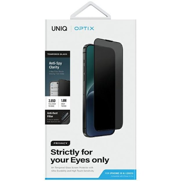 Uniq Optix Privacy Tempered Glass for iPhone 15/14 Pro with Applicator 5