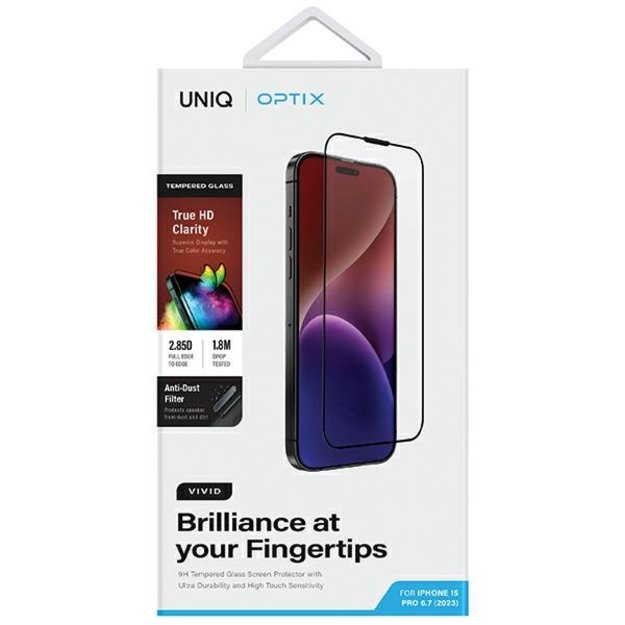 Uniq Optix Vivid glass for iPhone 15 Pro Max with applicator 5