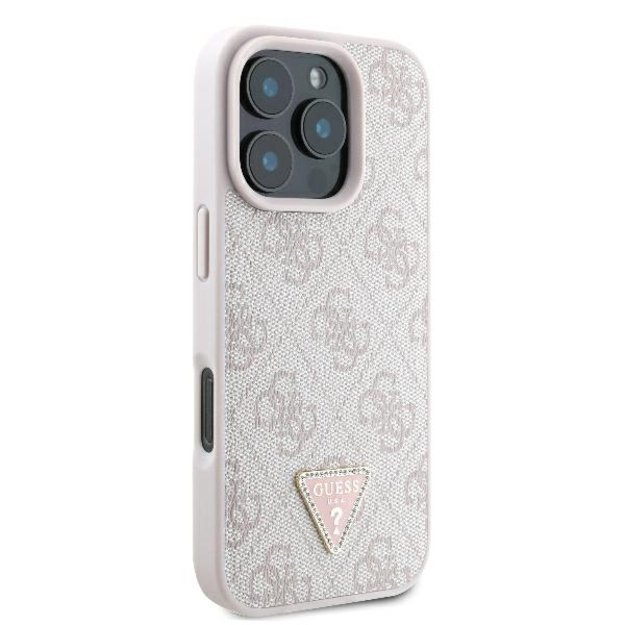 Guess Leather 4G Triangle Strass MagSafe Case for iPhone 16 Pro Max - Pink 3